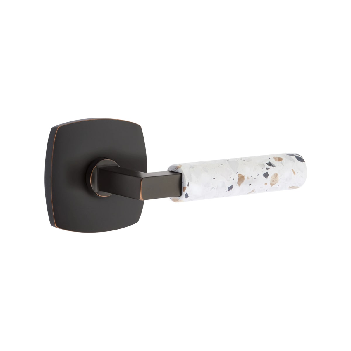 Emtek L-Square Terrazzo Door Lever with Urban Rosette