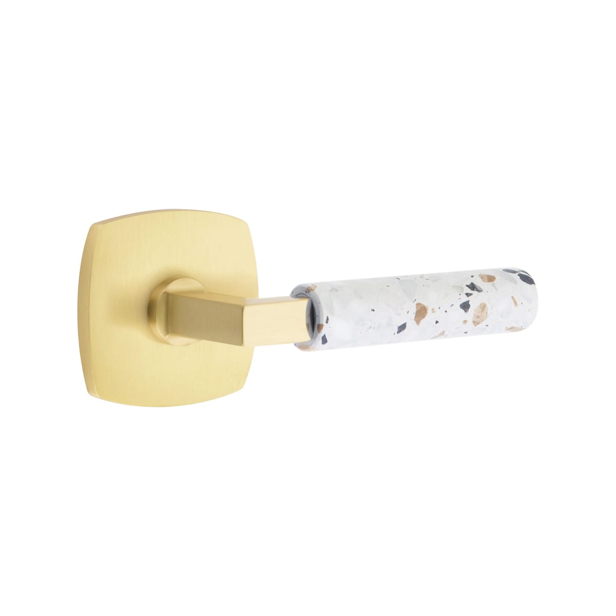 Emtek L-Square Terrazzo Door Lever with Urban Rosette