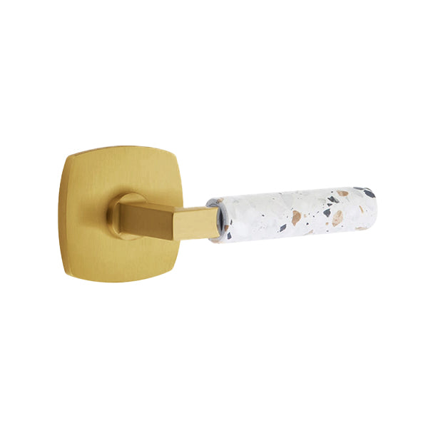Emtek L-Square Terrazzo Door Lever with Urban Rosette