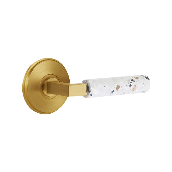 Emtek L-Square Terrazzo Door Lever with Watford Rosette