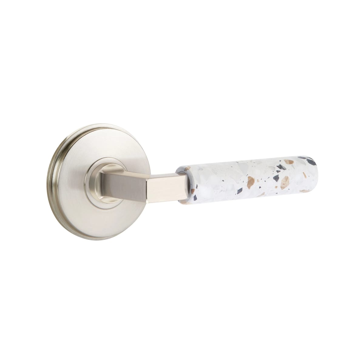 Emtek L-Square Terrazzo Door Lever with Watford Rosette