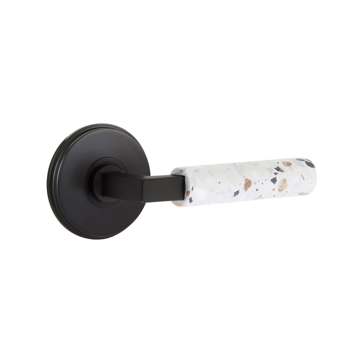 Emtek L-Square Terrazzo Door Lever with Watford Rosette