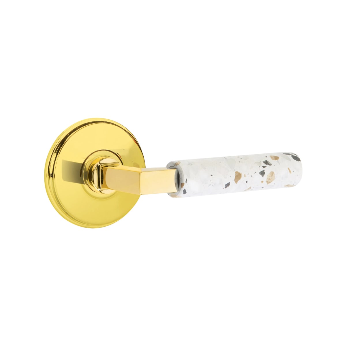 Emtek L-Square Terrazzo Door Lever with Watford Rosette