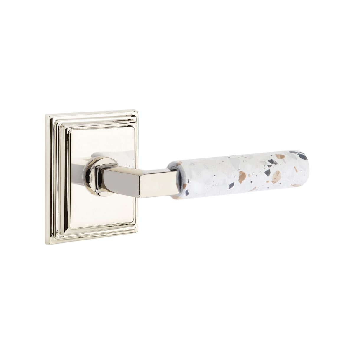 Emtek L-Square Terrazzo Door Lever with Wilshire Rosette