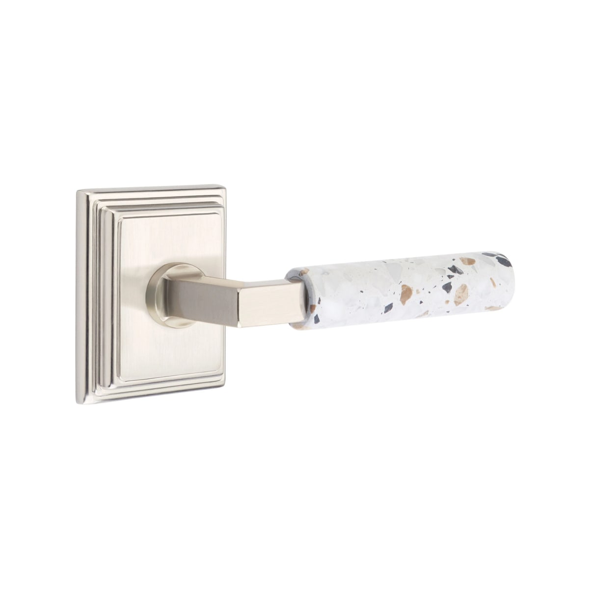 Emtek L-Square Terrazzo Door Lever with Wilshire Rosette