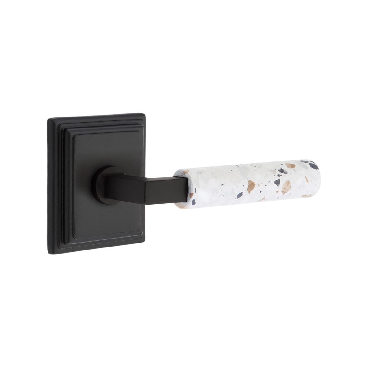 Emtek L-Square Terrazzo Door Lever with Wilshire Rosette