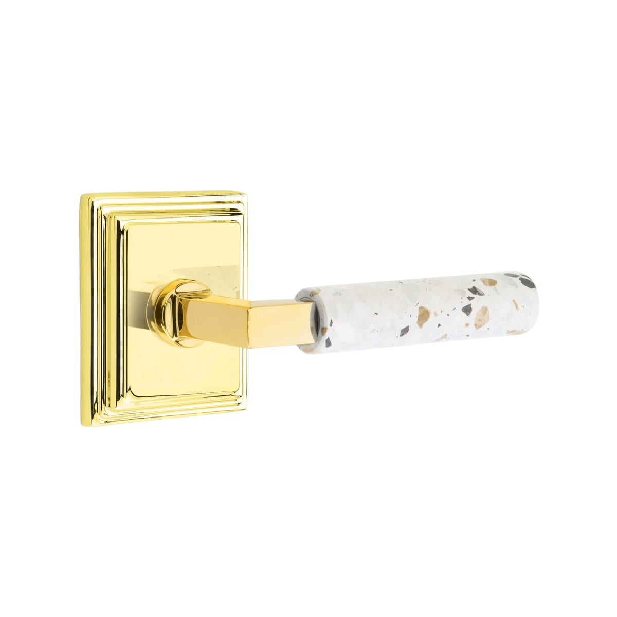 Emtek L-Square Terrazzo Door Lever with Wilshire Rosette