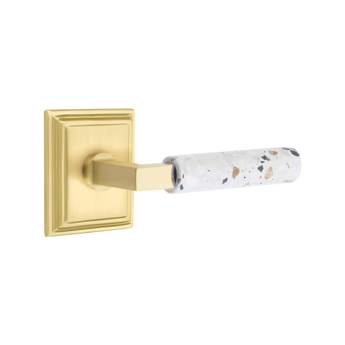 Emtek L-Square Terrazzo Door Lever with Wilshire Rosette