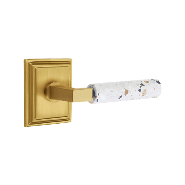 Emtek L-Square Terrazzo Door Lever with Wilshire Rosette