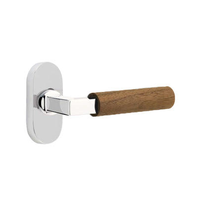 Emtek L-Square Walnut Door Lever with 1 1/2 x 3 inch Oval Stretto Rosette