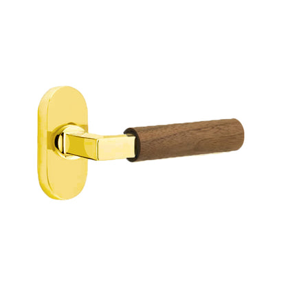 Emtek L-Square Walnut Door Lever with 1 1/2 x 3 inch Oval Stretto Rosette
