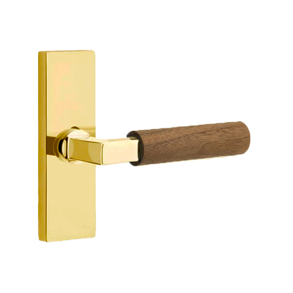 Emtek L-Square Walnut Door Lever with 1 1/2 x 5 inch Rectangular Stretto Rosette