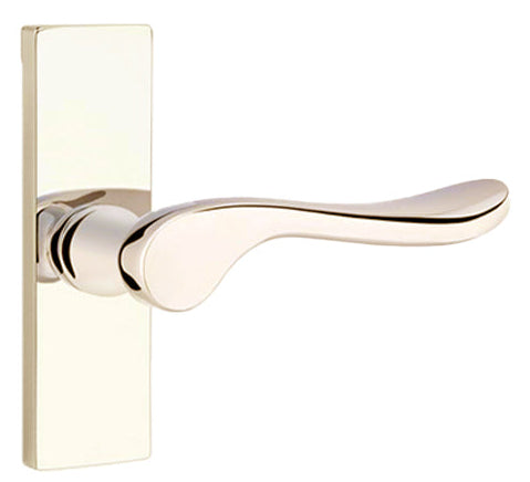 Emtek Luzern Lever with 1 1/2 x 5 inch Rectangular Stretto Rosette in Polished Nickel Finish