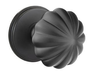 Emtek Melon Knob with Watford Rosette in Flat Black