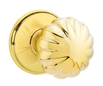 Emtek Melon Knob with Watford Rosette in Polished Brass