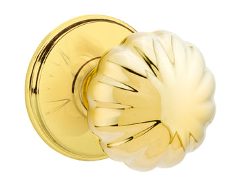Emtek Melon Knob with Watford Rosette in Unlaquered Brass