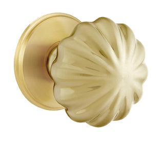 Emtek Melon Knob with Watford Rosette in Satin Brass