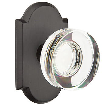 Emtek Square Disc Knob with Sandcast Style 1 Rosette - Flat Black