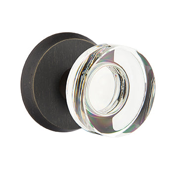 Emtek Disc Crystal Knob with Sandcast Style 2 Rosette - Medium Bronze