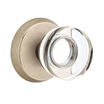 Emtek Disc Crystal Knob with Sandcast Style 2 Rosette - Tumbled White Bronze