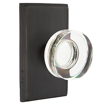 Emtek Disc Crystal Knob with Sandcast Style 3 Rosette - Medium Bronze