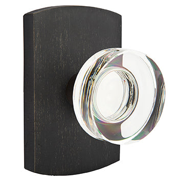 Emtek Disc Crystal Knob with Sandcast Style 4 Rosette - Medium Bronze