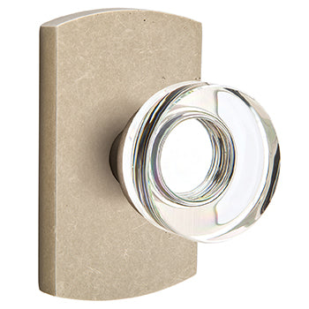 Emtek Disc Crystal Knob with Sandcast Style 4 Rosette - Tumbled White Bronze