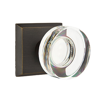 Emtek Disc Crystal Knob with Sandcast Style 6 Rosette - Medium Bronze