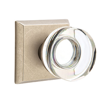 Emtek Disc Crystal Knob with Sandcast Style 6 Rosette - Tumbled White Bronze