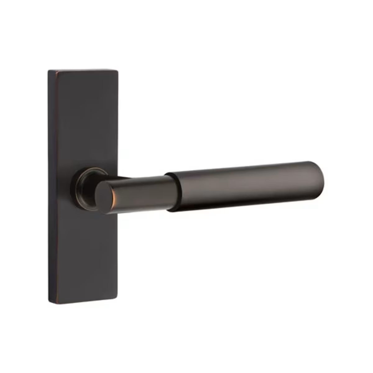 Emtek Myles Door Lever with 1 1/2 x 5 inch Rectangular Stretto Rosette in Oil Rubbed Bronze