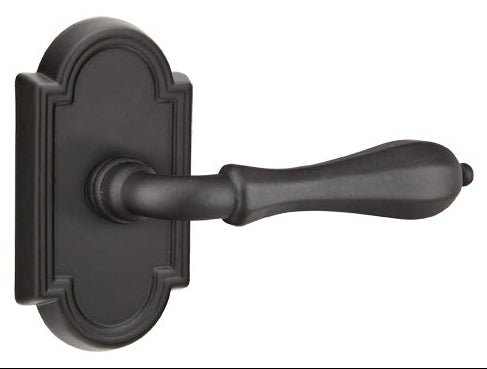 Emtek Tuscany Bronze Octagon Lever with Style 11 Rosette in Flat Black