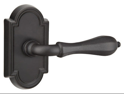 Emtek Tuscany Bronze Octagon Lever with Style 11 Rosette in Flat Black