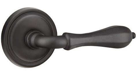 Emtek Tuscany Bronze Octagon Lever with Style 12 Rosette in Flat Black Bronze