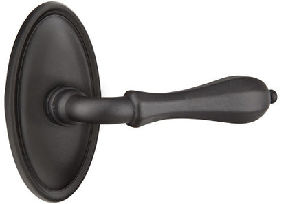 Emtek Tuscany Bronze Octagon Lever with Style 14 Rosette in Flat Black