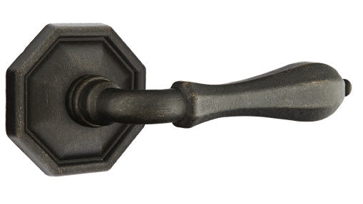 Emtek Tuscany Bronze Octagon Lever with Style 15 Rosette in Medium Bronze