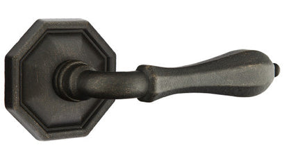 Emtek Tuscany Bronze Octagon Lever with Style 15 Rosette in Medium Bronze