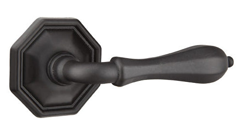 Emtek Tuscany Bronze Octagon Lever with Style 15 Rosette in Flat Black Bronze
