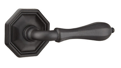 Emtek Tuscany Bronze Octagon Lever with Style 15 Rosette in Flat Black Bronze