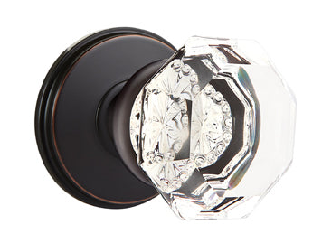 Emtek Old Town Crystal Knob with Watford Rosette Oil Rubbed Bronze