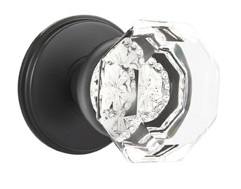Emtek Old Town Crystal Knob with Watford Rosette Flat Black