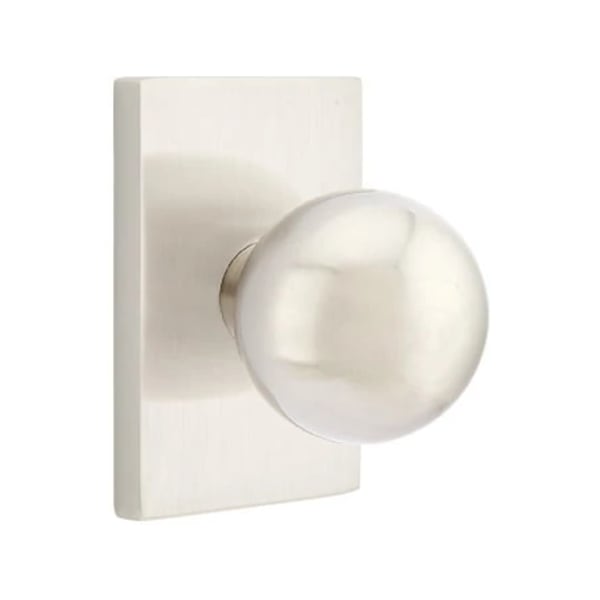 Emtek Orb Interior Mortise Knob with Modern Rectangular Rosette