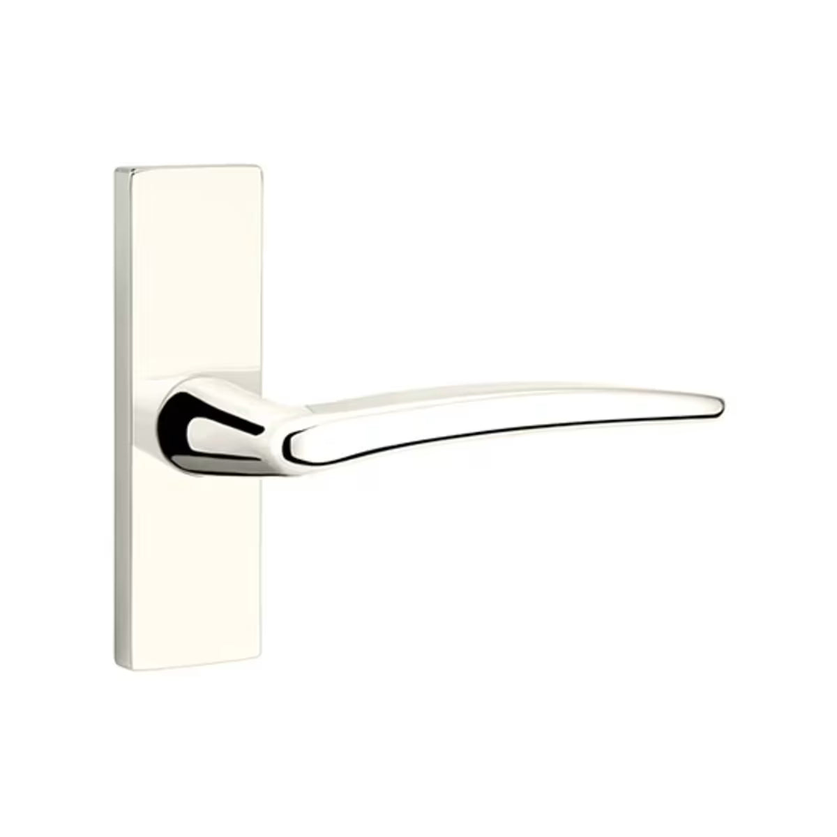 Emtek Poseidon Lever with 1 1/2 x 5 inch Rectangular Stretto Rosette in Polished Nickel