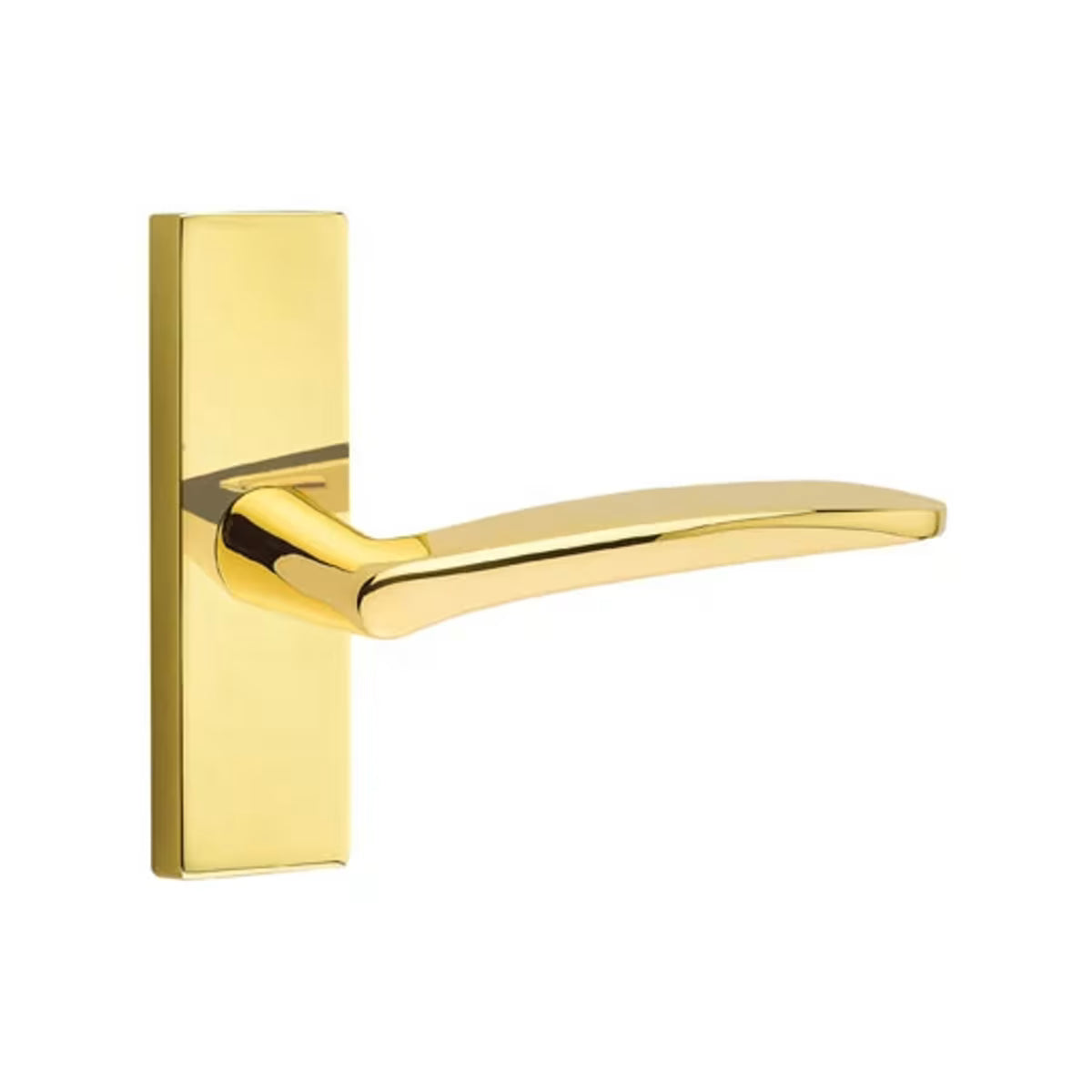 Emtek Poseidon Lever with 1 1/2 x 5 inch Rectangular Stretto Rosette in Unlacquered Brass