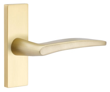 Emtek Poseidon Lever with 1 1/2 x 5 inch Rectangular Stretto Rosette in Satin Brass