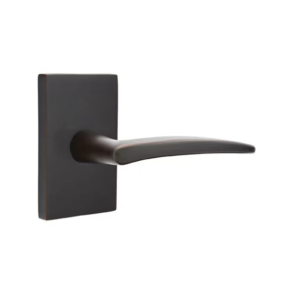 Emtek Poseidon Interior Mortise Lever with Modern Rectangular Rosette