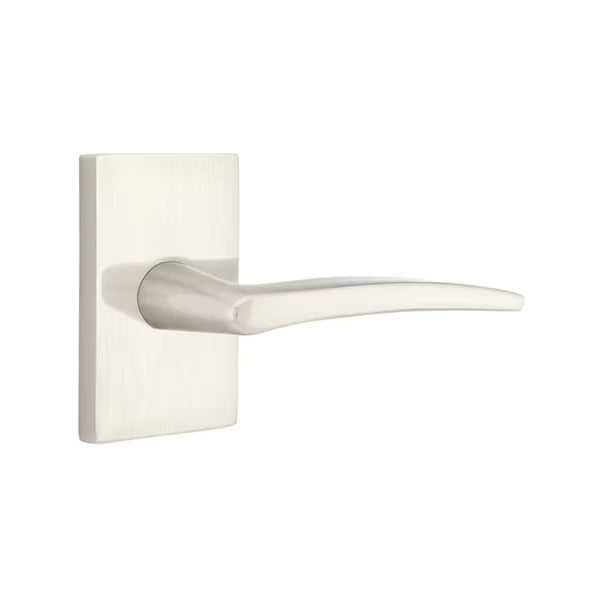Emtek Poseidon Interior Mortise Lever with Modern Rectangular Rosette