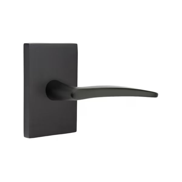 Emtek Poseidon Interior Mortise Lever with Modern Rectangular Rosette