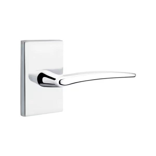 Emtek Poseidon Interior Mortise Lever with Modern Rectangular Rosette