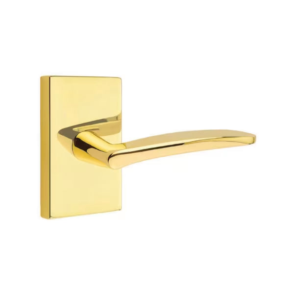 Emtek Poseidon Interior Mortise Lever with Modern Rectangular Rosette