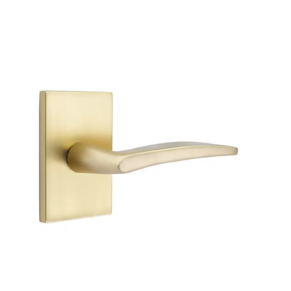 Emtek Poseidon Interior Mortise Lever with Modern Rectangular Rosette